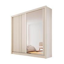 Guarda Roupa Ripado com Espelho 2 Portas - Lugano-Off White - Made Marcs Guarda Roupa Ripado com Espelho 2 Portas - Lugano-Off White - Made Marcs