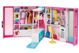 Guarda-Roupa Rosa com 30+ Peças para Barbie (3-7 anos)