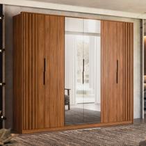 Guarda Roupa Roupeiro Atrice Ripado c/ Espelho 6 Portas 6 Gavetas - Demartez Demobile