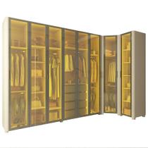 Guarda Roupa Roupeiro Casal Gelius Innova de canto com 8 portas reflecta LED modulo 2 com larguras de 340 x 140 cm OFF White Guarda Roupa Roupeiro Casal Gelius Innova de canto com 8 portas reflecta LED modulo 2 com larguras de 340 x 140 cm OFF White