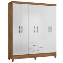 Guarda Roupa Roupeiro Casal Panama 6 Portas 2 Gavetas Naturale com Branco - Moval Guarda Roupa Roupeiro Casal Panama 6 Portas 2 Gavetas Naturale com Branco - Moval