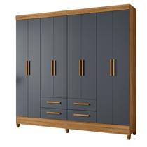 Guarda Roupa Roupeiro Casal Quarto Florida 8 Portas 4 Gavetas Freijo com Cinza - Moval