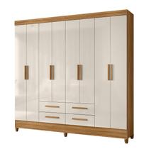 Guarda Roupa Roupeiro Casal Quarto Florida 8 Portas 4 Gavetas Freijo com off White - Moval Guarda Roupa Roupeiro Casal Quarto Florida 8 Portas 4 Gavetas Freijo com off White - Moval