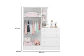 Guarda roupa roupeiro com comoda infantil doce sonho - branco