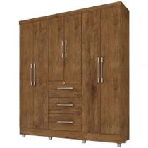 Guarda Roupa Roupeiro de Casal J&A Móveis Tokio 6 portas 3 gavetas com chave e pés Jequitibá Guarda Roupa Roupeiro de Casal J&A Móveis Tokio 6 portas 3 gavetas com chave e pés Jequitibá