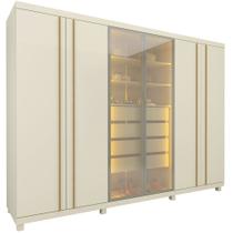 Guarda Roupa Roupeiro Gelius Absolut New Reflecta 6 portas 4 gavetas com LED e pés OFF White Guarda Roupa Roupeiro Gelius Absolut New Reflecta 6 portas 4 gavetas com LED e pés OFF White