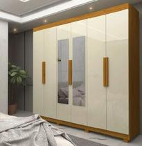 Guarda Roupa Roupeiro Gelius Império 06 portas 02 gavetas e pés Naturale OFF White MDF