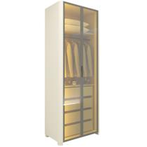 Guarda Roupa Roupeiro Gelius Innova 2 portas reflecta 4 gavetas canto curvos LED pés OFF White