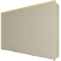 Guarda Roupa Roupeiro Gelius Splendor 6 portas 8 gavetas 100% MDF LED pés OFF White Dourado Guarda Roupa Roupeiro Gelius Splendor 6 portas 8 gavetas 100% MDF LED pés OFF White Dourado