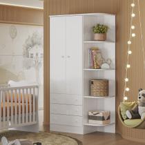 Guarda roupa roupeiro infantil com nicho 2 portas doce sonho - branco