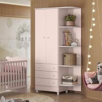 Guarda roupa roupeiro infantil com nicho 2 portas doce sonho - rosa acetinado