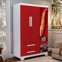 Guarda Roupa Roupeiro Infantil Personagens Carros em Mdf - Vermelho