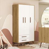 Guarda Roupa Roupeiro Infantil Qencanto Retrô 3830 Qmovi Freijó Branco Acetinado Guarda Roupa Roupeiro Infantil Qencanto Retrô 3830 Qmovi Freijó Branco Acetinado