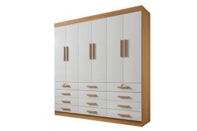 Guarda Roupa Roupeiro Monaco Plus 6 portas Cinamomo/Off D'Doro