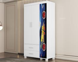 Guarda Roupa Roupeiro Solteiro 3 Portas 2 Gaveta Nitro Blue Adesivado com Pés