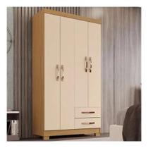 Guarda Roupa Roupeiro Solteiro 4 Portas 2 Gavetas Itapema Cor Carvalho Americano / Off White Lupeza Móveis Ltda Guarda Roupa Roupeiro Solteiro 4 Portas 2 Gavetas Itapema Cor Carvalho Americano / Off White Lupeza Móveis Ltda