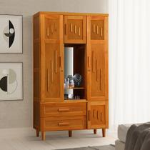 Guarda - Roupa Roupeiro Talismã Capelinha em Madeira Maciça 2,20x1,22 Castanho Guarda - Roupa Roupeiro Talismã Capelinha em Madeira Maciça 2,20x1,22 Castanho