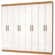 Guarda Roupa Rubi Casal 8 Portas 4 Gavetas Carioca Cor Cinamomo Branco