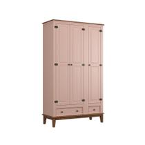 Guarda-Roupa Rústico 3 Portas e 2 Gavetas - Madeira Maciça e MDF Guarda-Roupa Rústico 3 Portas e 2 Gavetas - Madeira Maciça e MDF