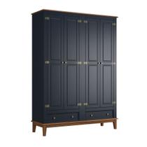 Guarda-Roupa Rústico 4 Portas e 2 Gavetas - Madeira Maciça e MDF Guarda-Roupa Rústico 4 Portas e 2 Gavetas - Madeira Maciça e MDF