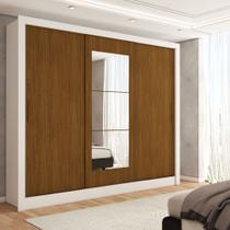 Guarda-Roupa Sebastian 3 Portas com Espelho 3 Gavetas Branco/Cinamomo - Panorama Móveis Guarda-Roupa Sebastian 3 Portas com Espelho 3 Gavetas Branco/Cinamomo - Panorama Móveis