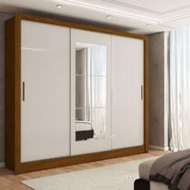 Guarda-Roupa Sebastian 3 Portas com Espelho 3 Gavetas Cinamomo/Branco - Panorama Móveis Guarda-Roupa Sebastian 3 Portas com Espelho 3 Gavetas Cinamomo/Branco - Panorama Móveis