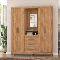 Guarda-roupa Sintra 4 Portas 3 Gavetas com Capelinha e Porta-objetos