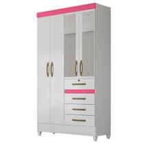 Guarda Roupa Sobral 110cm 4 Portas Branco Flex com Espelho Moval