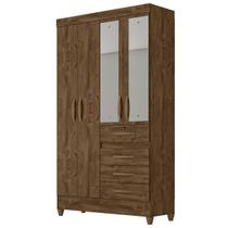 Guarda Roupa Sobral 110cm 4 Portas Castanho Wood com Espelho Moval