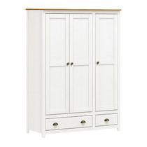 Guarda Roupa Solteiro 03 Portas Madeira Maciça 9104 Topazio Branco Carvalho FNT