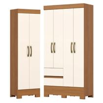 Guarda Roupa Solteiro 04 Portas 02 Gavetas Itaquera BS02 com Armário Multiuso 2 Portas e 3 Prateleiras B387 Cinamomo Off White - Henn - Briz Guarda Roupa Solteiro 04 Portas 02 Gavetas Itaquera BS02 com Armário Multiuso 2 Portas e 3 Prateleiras B387 Cinamomo Off White - Henn - Briz