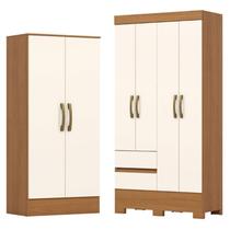 Guarda Roupa Solteiro 04 Portas 02 Gavetas Itaquera BS02 com Armário Multiuso Prime Cinamomo Off White - Henn - Briz Guarda Roupa Solteiro 04 Portas 02 Gavetas Itaquera BS02 com Armário Multiuso Prime Cinamomo Off White - Henn - Briz