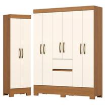 Guarda Roupa Solteiro 06 Portas 02 Gavetas Alexandre BS04 com Armário Multiuso 2 Portas 3 Prateleiras B387 Cinamomo Off White - Henn - Briz Guarda Roupa Solteiro 06 Portas 02 Gavetas Alexandre BS04 com Armário Multiuso 2 Portas 3 Prateleiras B387 Cinamomo Off White - Henn - Briz