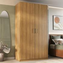 Guarda Roupa Solteiro 100% Mdf 2 Portas 3 Gavetas Marsala Nogueira
