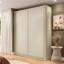 Guarda-Roupa Solteiro 100% MDF 2 Portas de Correr Prateleiras e 3 Gavetas Quarto Dormitórios Bend Bege/Luna