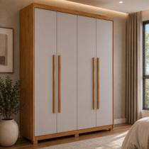 Guarda-roupa Solteiro 100% MDF 4 Portas e 2 Gavetas com Pés Multimóveis CR35519 Guarda-roupa Solteiro 100% MDF 4 Portas e 2 Gavetas com Pés Multimóveis CR35519