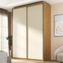Guarda Roupa Solteiro 100% MDF BP 2 Portas 2 Gavetas Liege Marrom/Nogueira/Off White Guarda Roupa Solteiro 100% MDF BP 2 Portas 2 Gavetas Liege Marrom/Nogueira/Off White