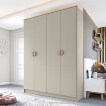 Guarda-Roupa Solteiro 100% Mdf Bp 4 Portas 2 Gavetas Asti