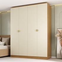 Guarda-Roupa Solteiro 100% MDF BP 4 Portas 2 Gavetas Brescia Marrom/Nogueira/Off White Guarda-Roupa Solteiro 100% MDF BP 4 Portas 2 Gavetas Brescia Marrom/Nogueira/Off White
