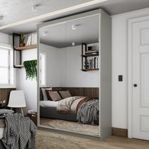 Guarda-Roupa Solteiro 100% MDF BP com 2 Portas de Espelho Geneve Cinza/Urbi