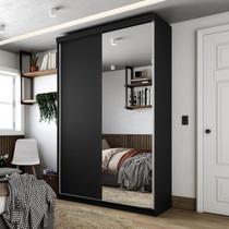 Guarda-Roupa Solteiro 100% MDF BP com 2 Portas e 1 Espelho Preto
