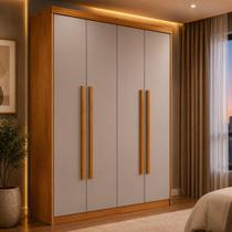 Guarda-roupa Solteiro 100% MDF com 4 Portas e 2 Gavetas Multimóveis CR35517 Guarda-roupa Solteiro 100% MDF com 4 Portas e 2 Gavetas Multimóveis CR35517