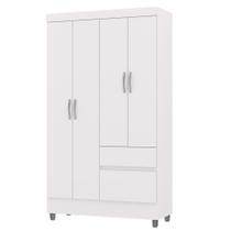 Guarda Roupa Solteiro 102cm Com 4 Portas Ideal Flex Branco - Vila Rica