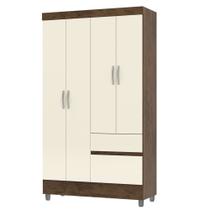 Guarda Roupa Solteiro 102cm Com 4 Portas Ideal Imbuia/Champanhe - Vila Rica Guarda Roupa Solteiro 102cm Com 4 Portas Ideal Imbuia/Champanhe - Vila Rica