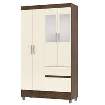 Guarda Roupa Solteiro 102cm Com Espelho Ideal Imbuia/Champanhe - Vila Rica Guarda Roupa Solteiro 102cm Com Espelho Ideal Imbuia/Champanhe - Vila Rica
