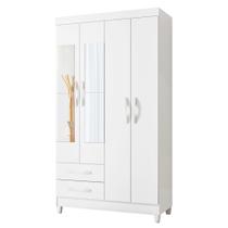 Guarda Roupa Solteiro 103cm com Espelho Dony Flex A02 Branco - Mpozenato