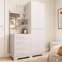 Guarda Roupa Solteiro 110cm 2 Portas e 4 Gavetas com Espelho Flex Color 100% Mdf Melissa