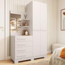 Guarda Roupa Solteiro 110cm 2 Portas e 4 Gavetascom Espelho Flex Color 100% Mdf Melissa - ACP Móveis