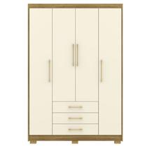 Guarda Roupa Solteiro 120 cm 4 Portas 10088 Nature Champanhe VLR Guarda Roupa Solteiro 120 cm 4 Portas 10088 Nature Champanhe VLR