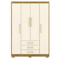 Guarda Roupa Solteiro 120 Cm 4 Portas 10088 Nature Champanhe Vlr Nature Champanhe